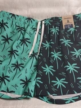 Chubbies Men’s Palm Print Swim Shorts - Teal/Black